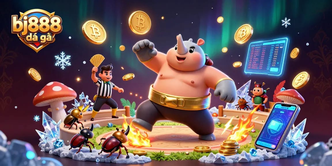 Experience thrilling bj888 đá gà action in a vibrant fighting scene with flying coins and engaging elements.