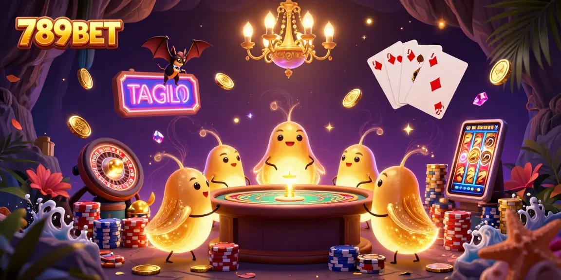 Experience the captivating world of 789BET with vibrant glowworms illuminating a cave casino scene.