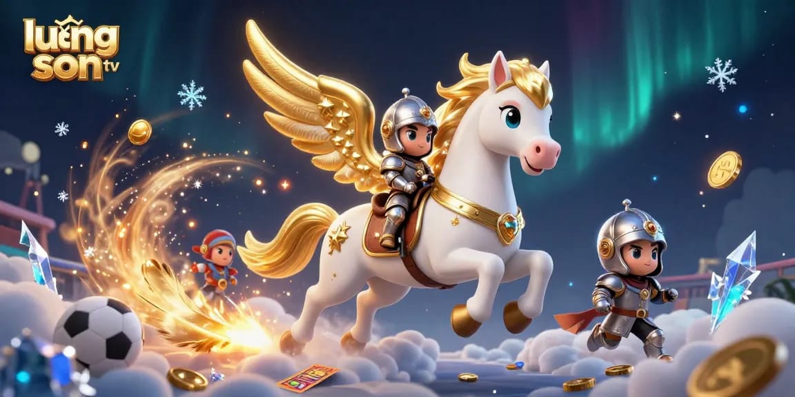 Experience exhilarating sports betting with lương sơn tv featuring a dynamic 3D illustration full of action and energy.