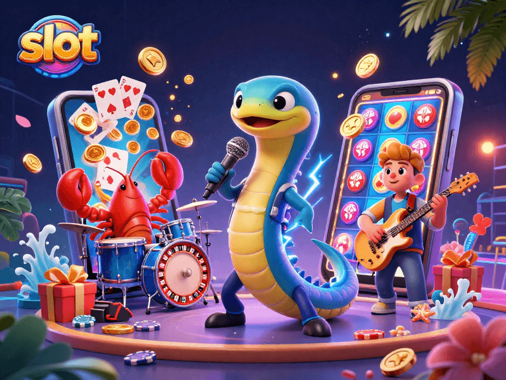 Experience thrilling slot gameplay with vibrant characters at an underwater casino stage.