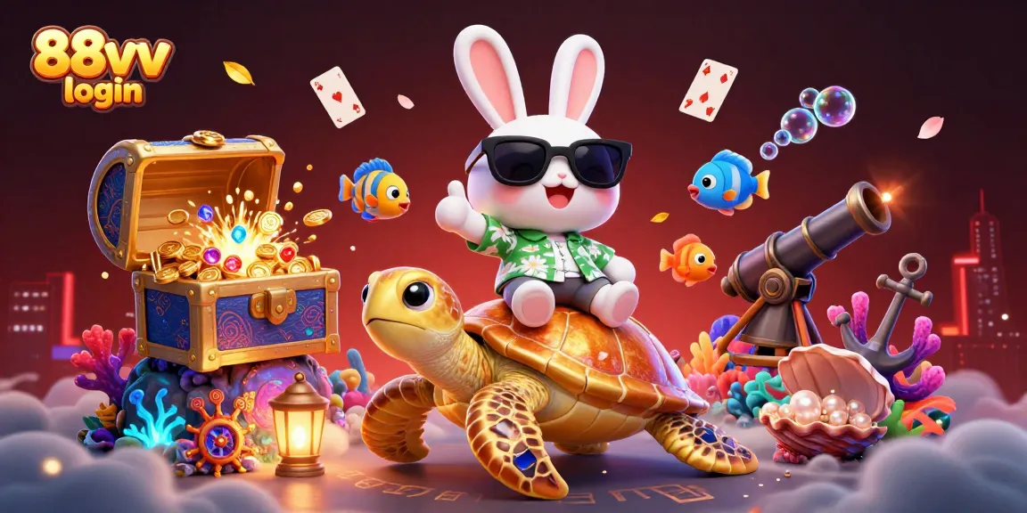 Engage with thrilling 88vv login gaming experience showcasing a lucky rabbit and golden sea turtle.