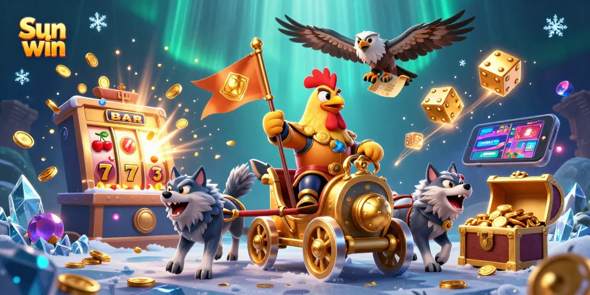 Win big at Sun win with a dynamic 3D casino adventure scene showcasing excitement and action.