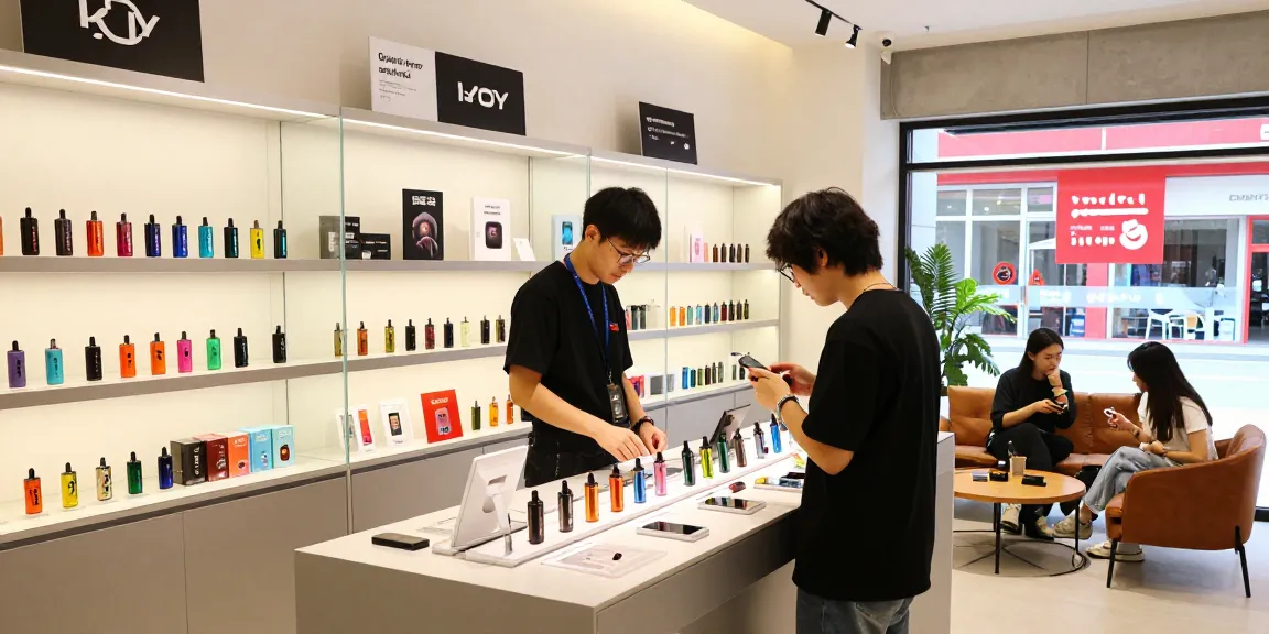 Vibrant shopping experience at the top disposable vapes shop in usa showcasing a variety of brands and flavors.