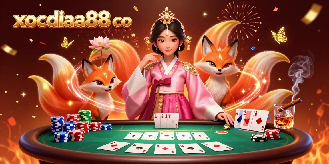 Experience the excitement of xocdiaa88 co with this vibrant online gambling scene featuring card games and lucky symbols.