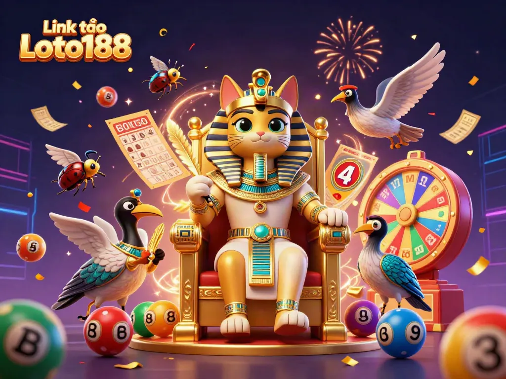 Experience the excitement of lottery games with the vibrant Link vào Loto188 illustration.