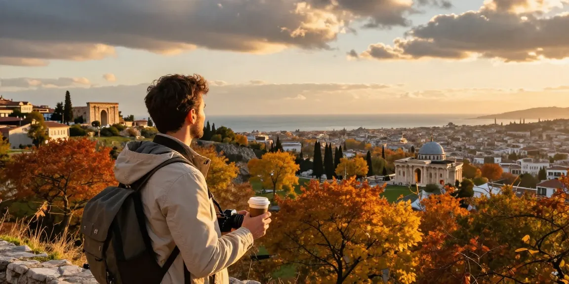 autumn traveler enjoying Antalya weather in November with scenic Mediterranean views