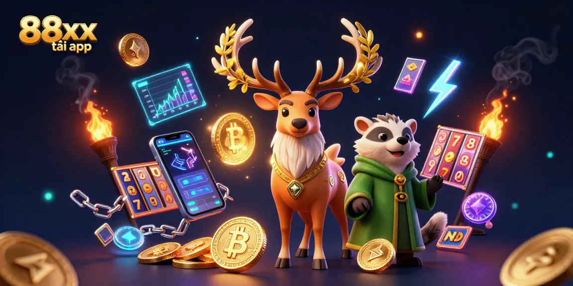 Immerse in the exciting world of 88xx tải app with vibrant gaming elements and enchanting characters.
