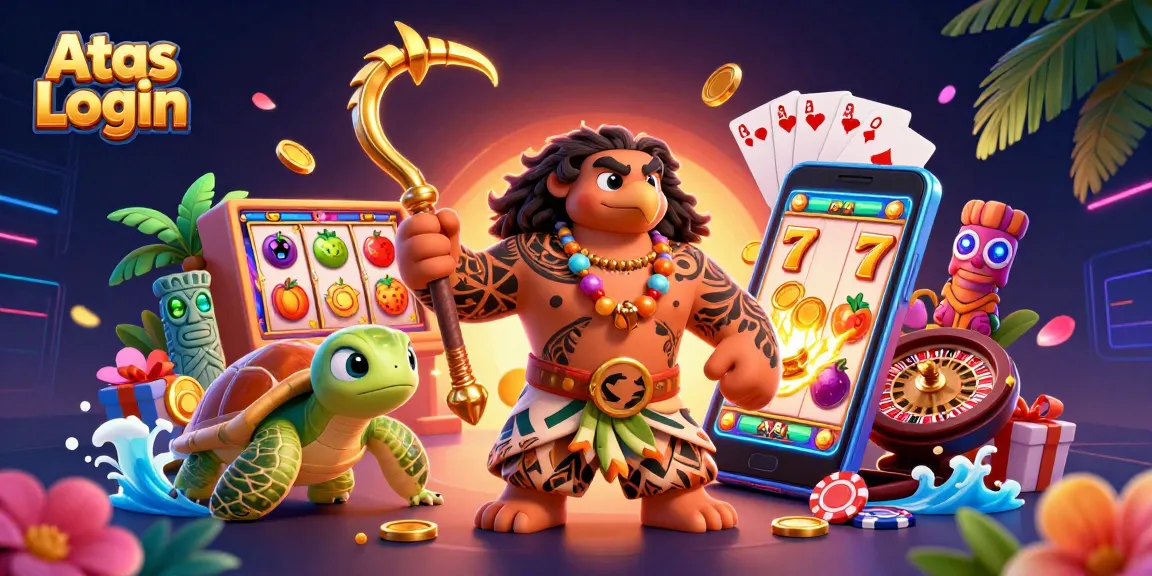 Engage with Atas Login through exciting slot games, featuring vibrant characters and dynamic gaming elements.