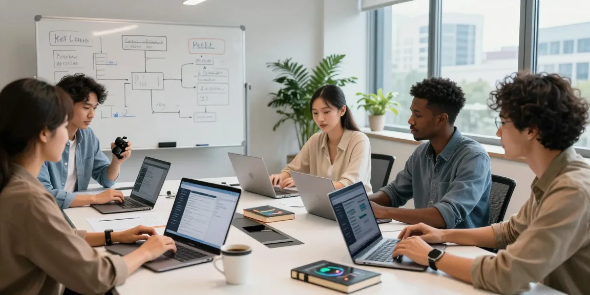 Team collaborating in a modern office using the best AI tools for innovative tech solutions.