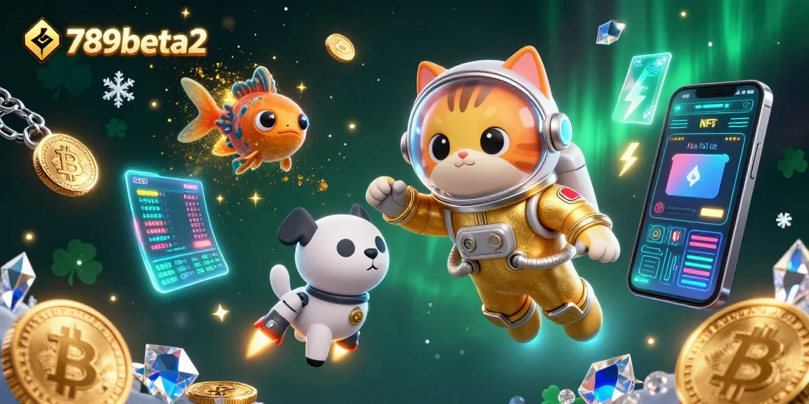 Experience thrilling gaming with 789beta2, showcasing vibrant crypto coins and alien creatures.