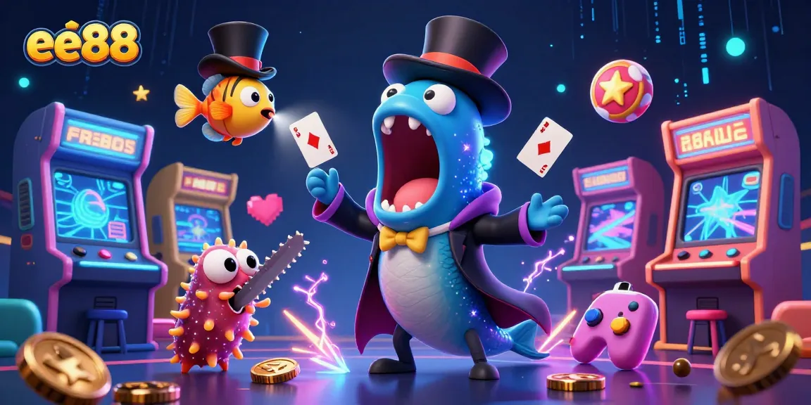 ee88 showcases a vibrant deep-sea casino scene with a magical performing eel and anglerfish