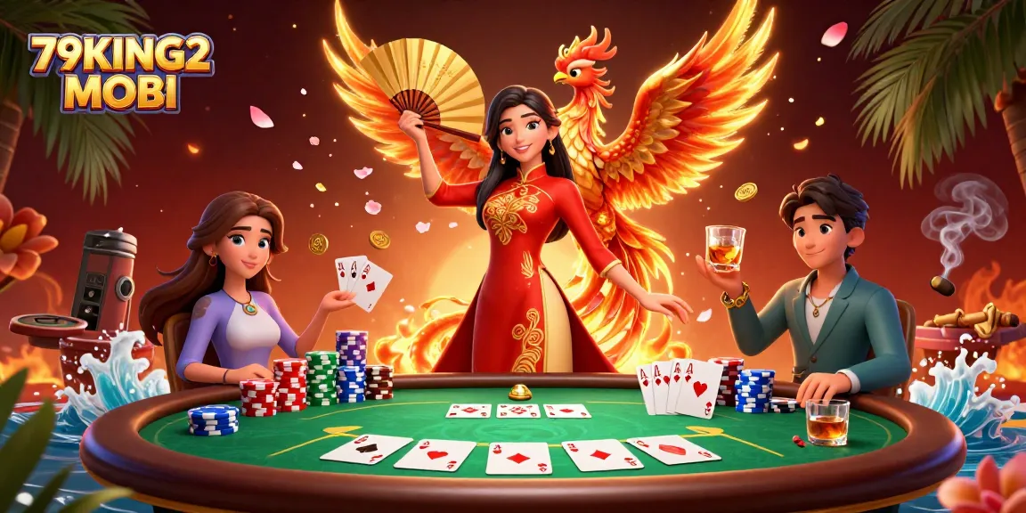 Join the thrill at 79KING2 MOBI with a vibrant casino scene featuring poker excitement.