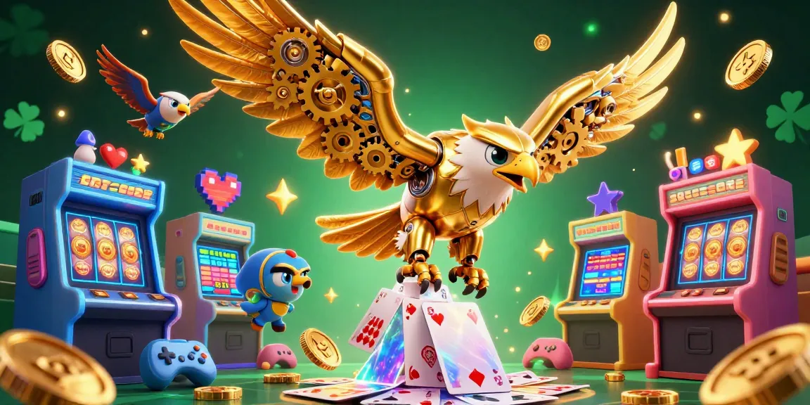 Open88 engages players with a vibrant casino experience featuring a dynamic eagle and arcade elements.