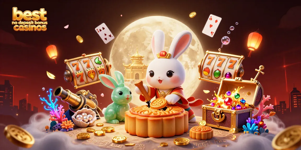 Experience the thrill at the best no deposit bonus casinos with vibrant characters and casino elements in a cosmic setting.