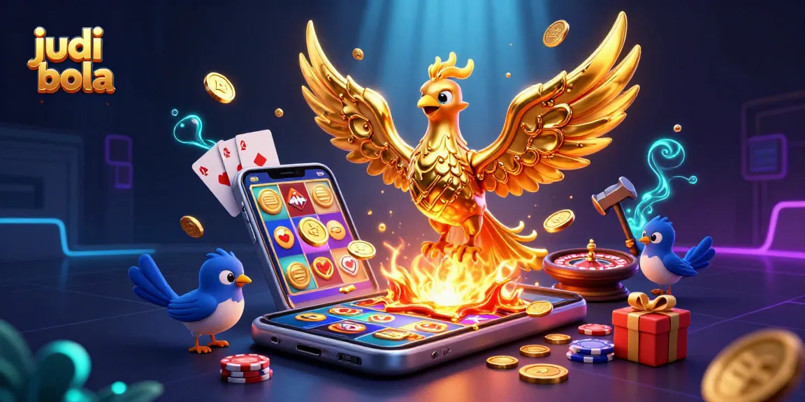 Experience thrilling judi bola action with a dynamic phoenix emerging from a molten forge in this energetic casino scene.