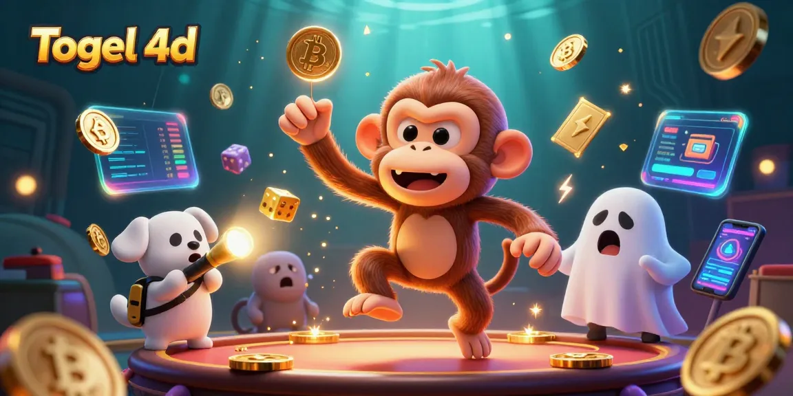 Experience thrilling Togel 4d action as a playful monkey juggles golden coins in a vibrant casino scene.