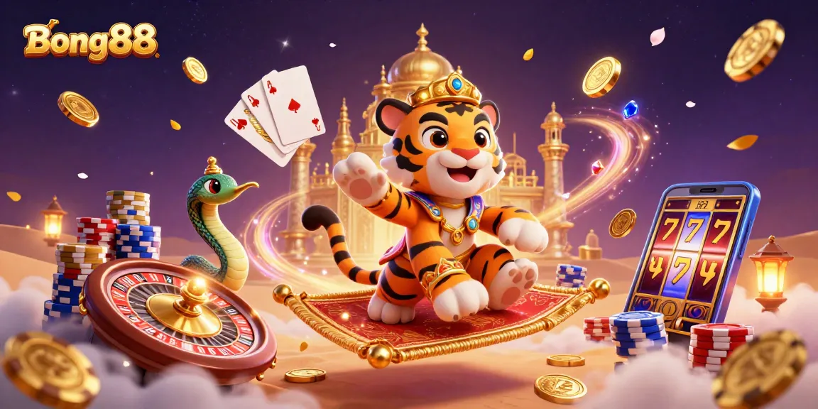 Experience the exhilarating gaming journey at Bong88 with a vibrant casino scene packed with thrilling elements.