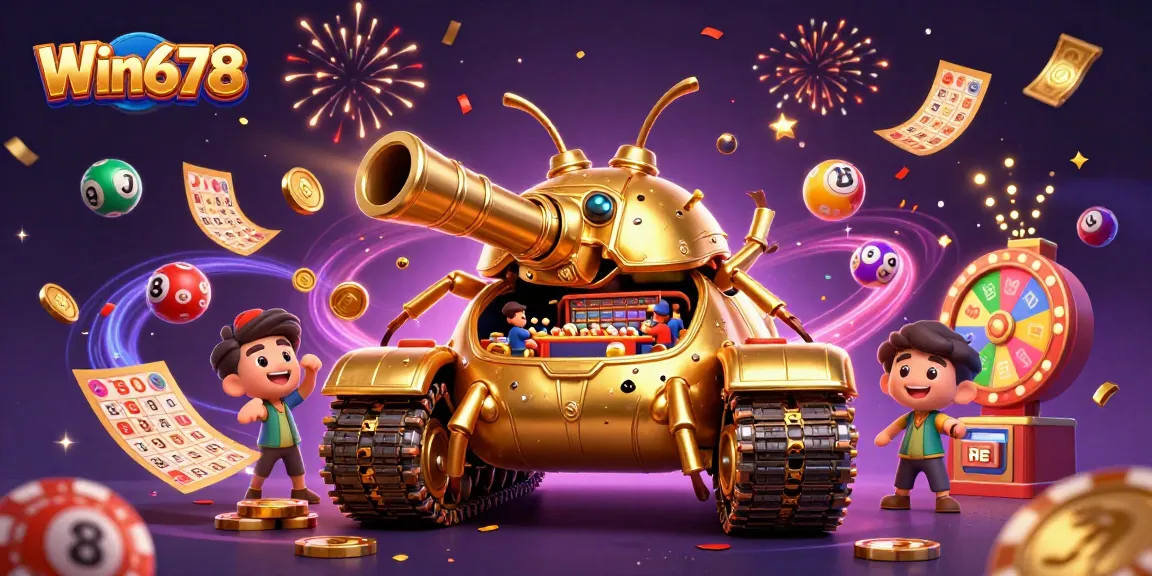 Win678's thrilling casino experience revealed in a fantastical 3D illustration filled with excitement.